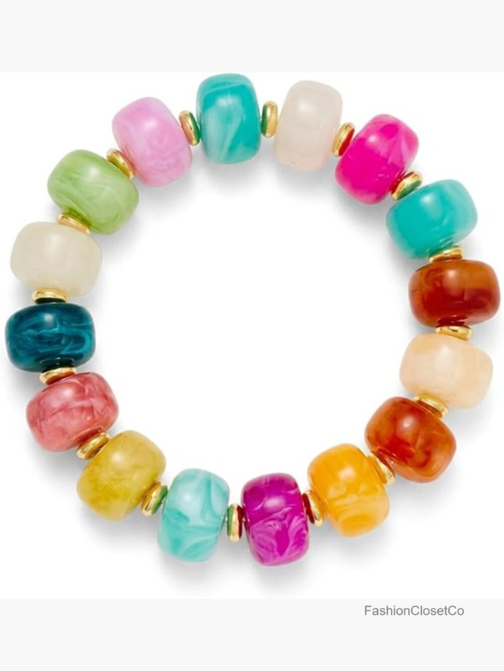 Vibrant Resin Beaded Stretch Bracelet Handcrafted Boho Chunky Statement Jewelry